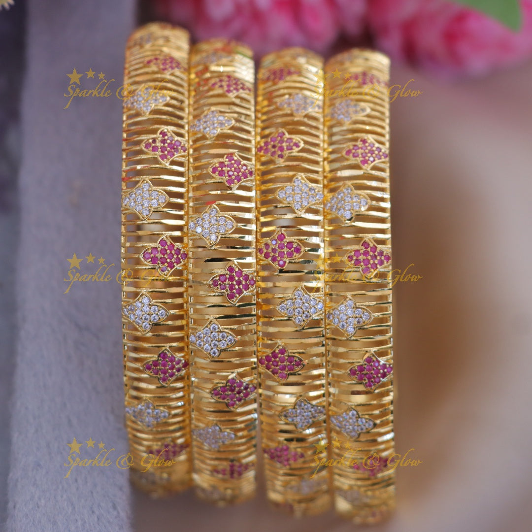 Elegant Floral Gold Alike Bangles - Perfect for Weddings