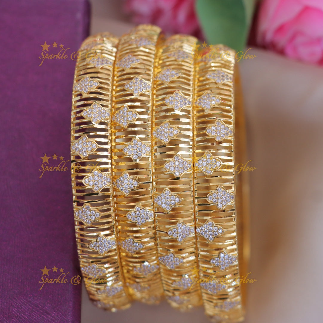 Elegant Floral Gold Alike Bangles - Perfect for Weddings