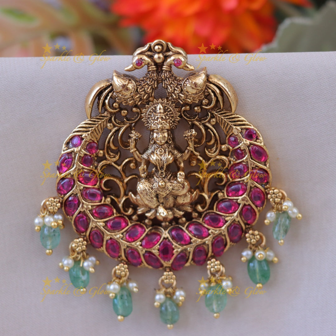Exquisite Mint Green Peacock Lakshmi Jadabilla Ornament