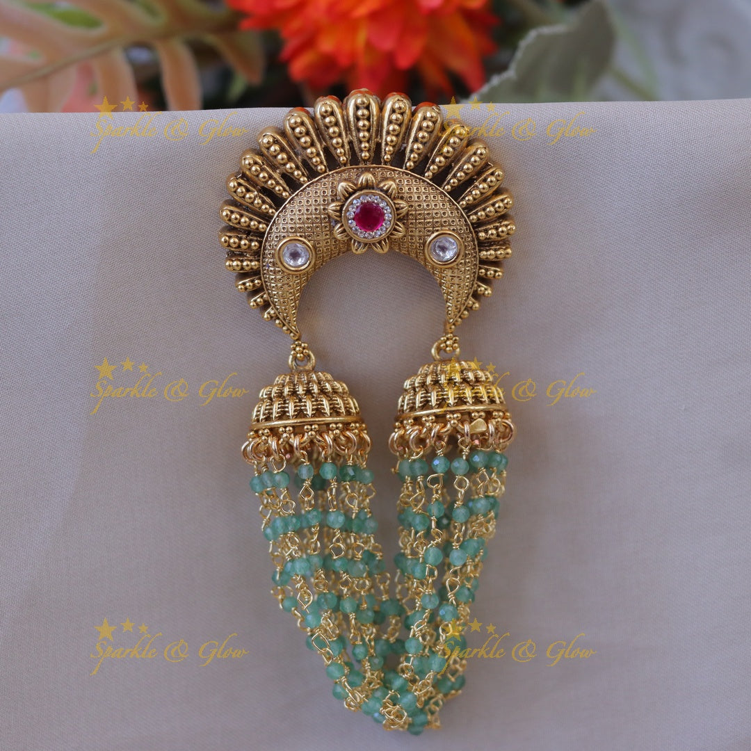 Elegant Mint Green Floral Gold Jadabilla Chain