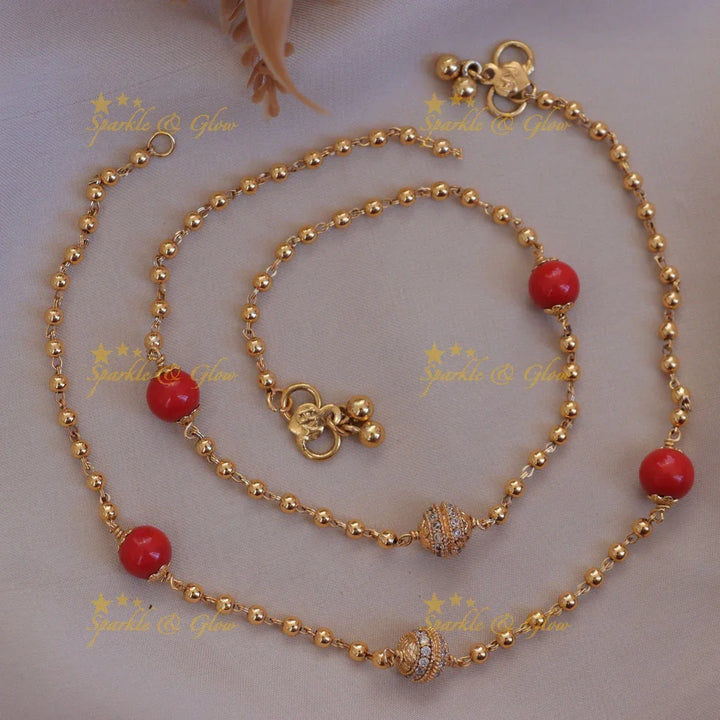 Elegant Gold Bead Anklet - Perfect Festive Accessory