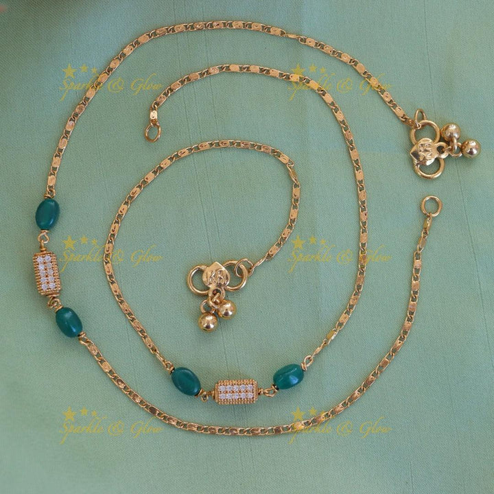 Graceful Green Festive Anklet for Special Occasions