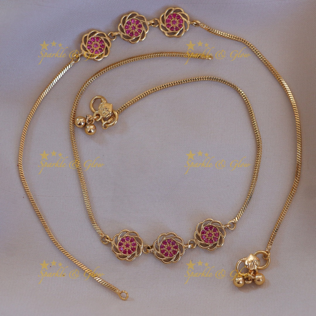 Enchanting Gold-Alike Floral Anklet for Festive Sparkle