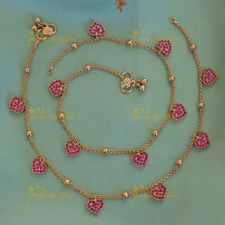 Gold Heart Anklet: Perfect for Weddings & Festivals