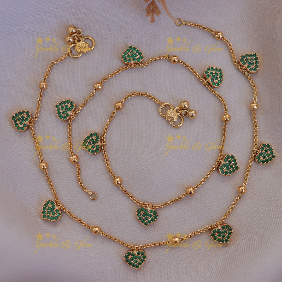 Gold Heart Anklet: Perfect for Weddings & Festivals