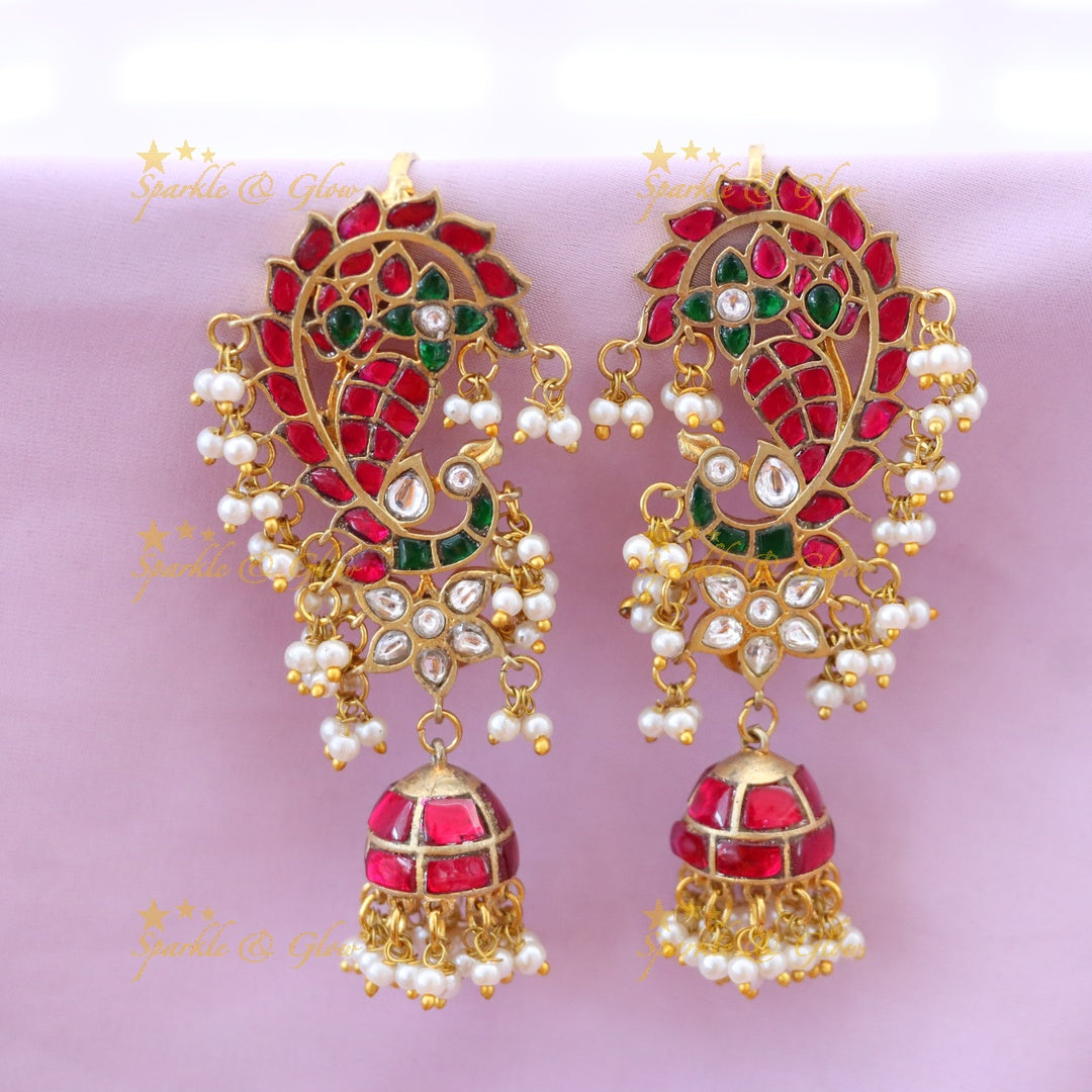 Elegant Floral Pearl Jhumka Earrings for Celebrations