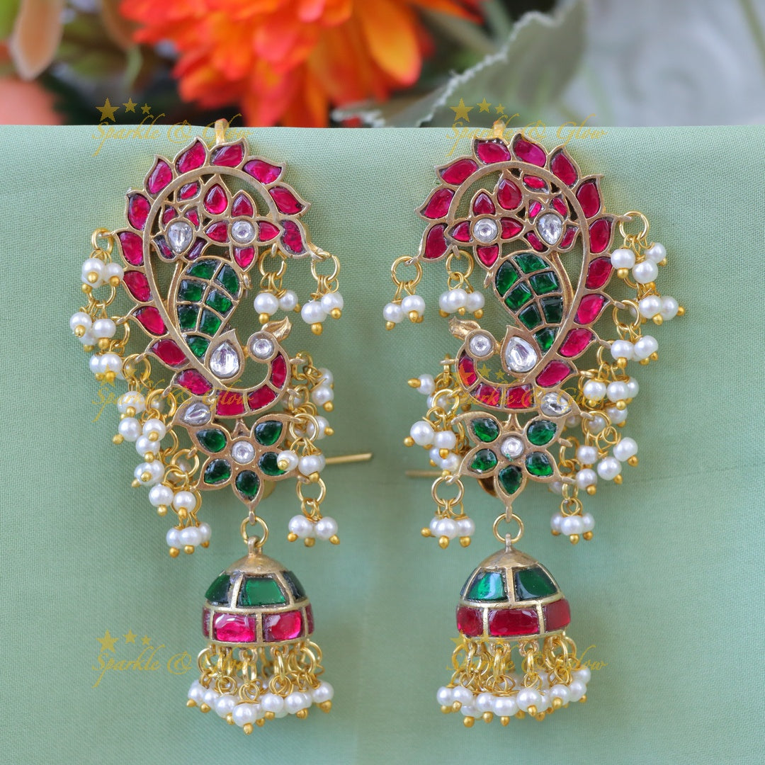 Elegant Floral Pearl Jhumka Earrings for Celebrations