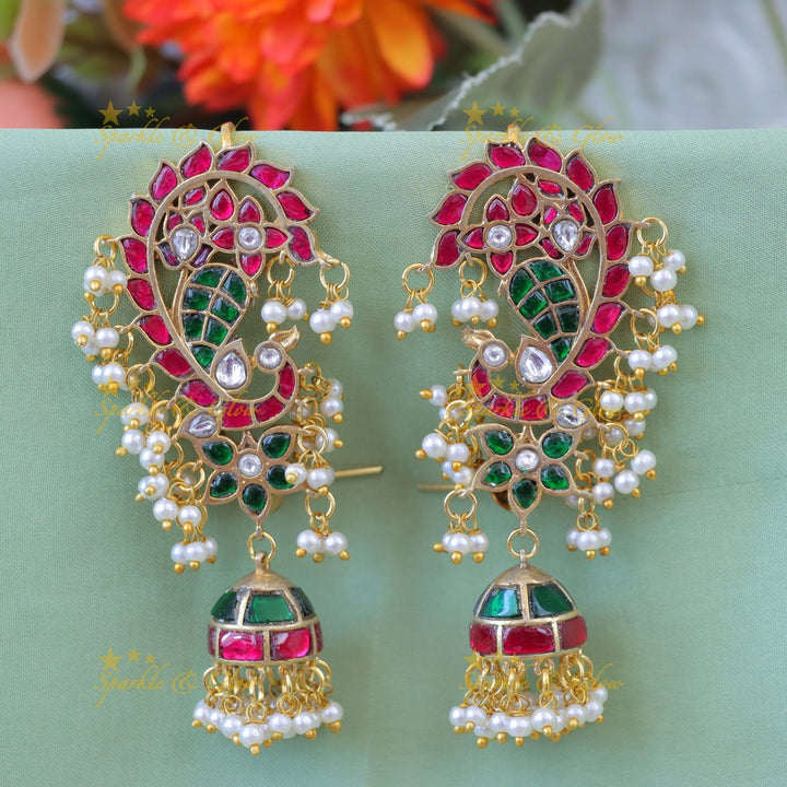 Elegant Floral Pearl Jhumka Earrings for Celebrations