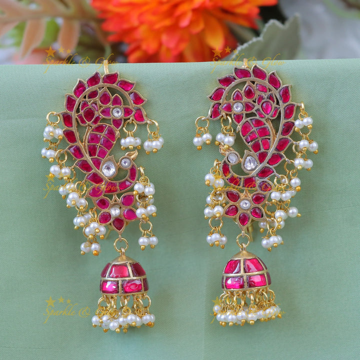Elegant Floral Pearl Jhumka Earrings for Celebrations