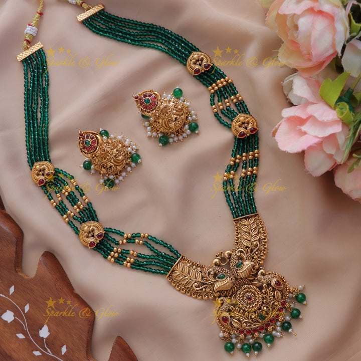 Exquisite Peacock Floral Pendant Beaded Necklace