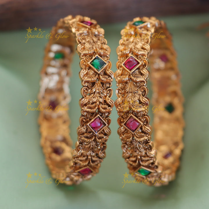 Elegant Imitation Gold Bangle with Stone Detailing
