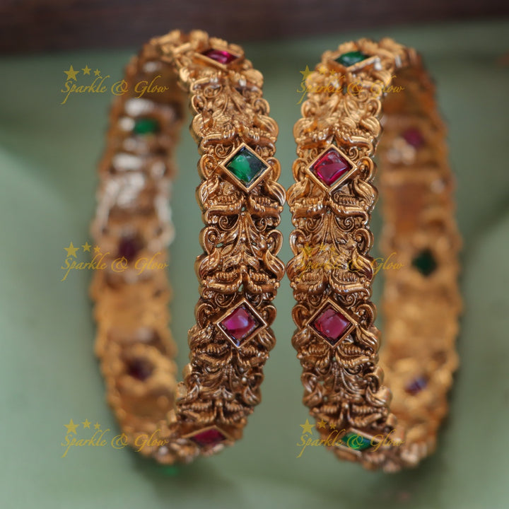 Elegant Imitation Gold Bangle with Stone Detailing