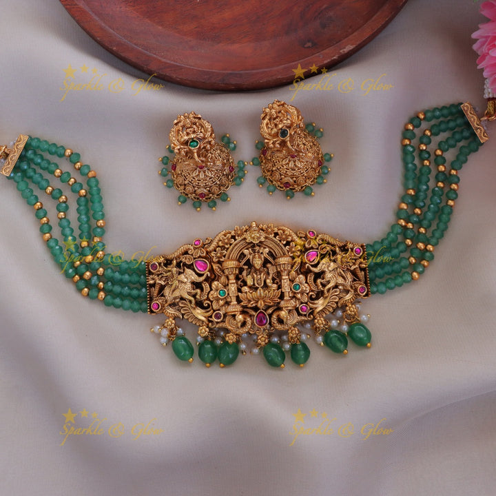 Majestic Lakshmi Elephant Temple Choker Necklace