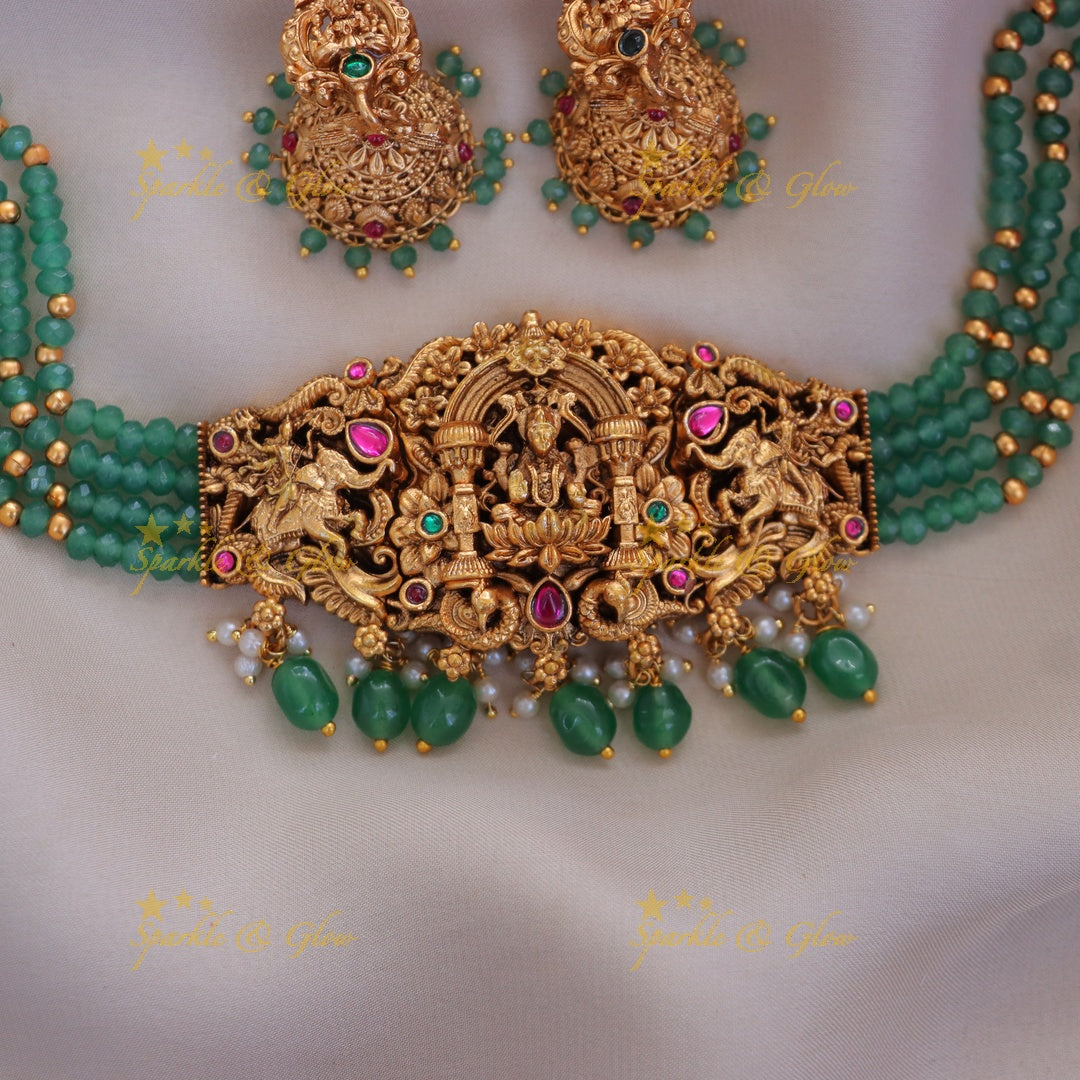 Majestic Lakshmi Elephant Temple Choker Necklace