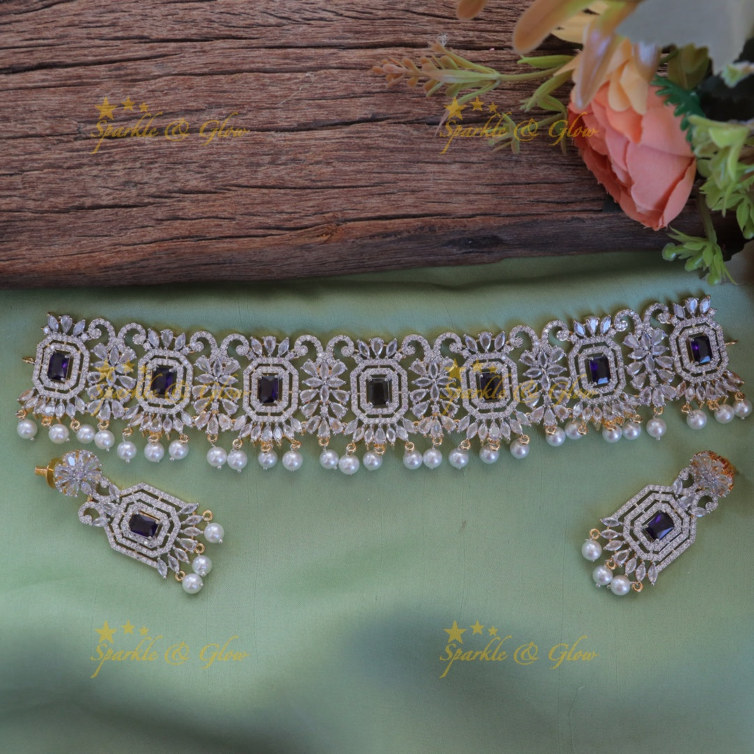 Green & White AD Stone Statement Choker