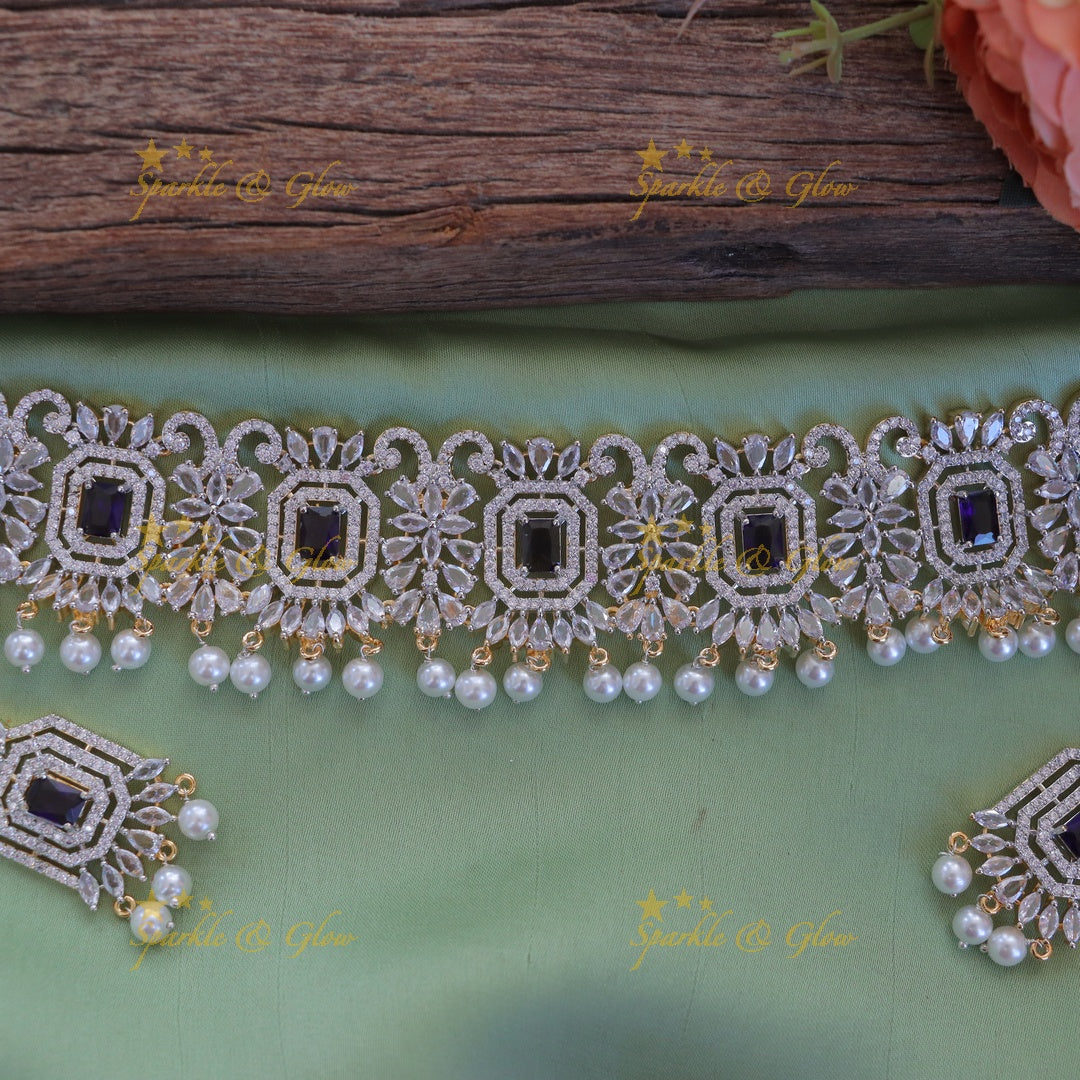 Green & White AD Stone Statement Choker