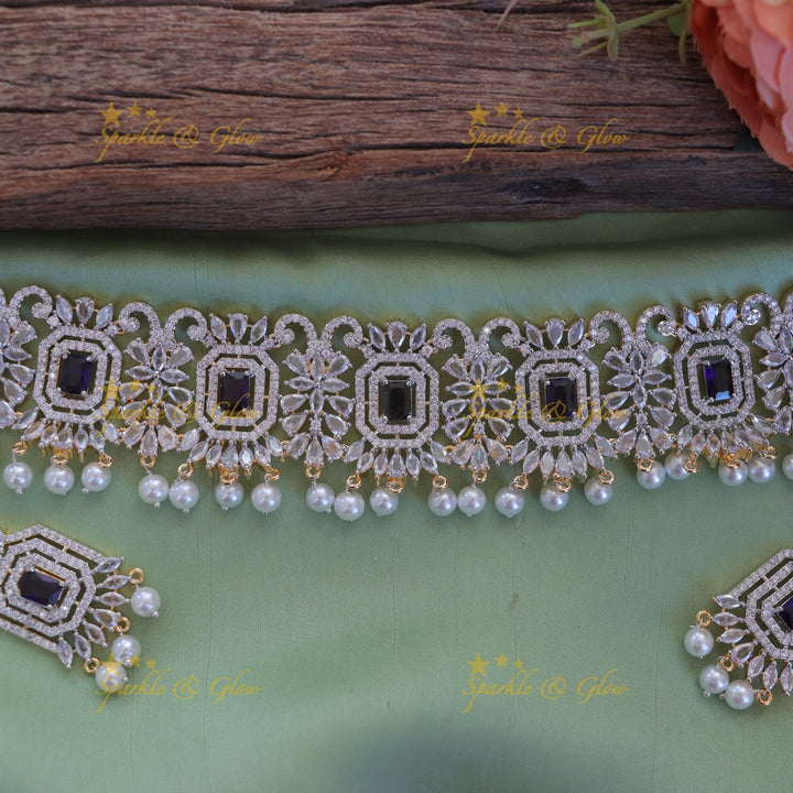 Green & White AD Stone Statement Choker