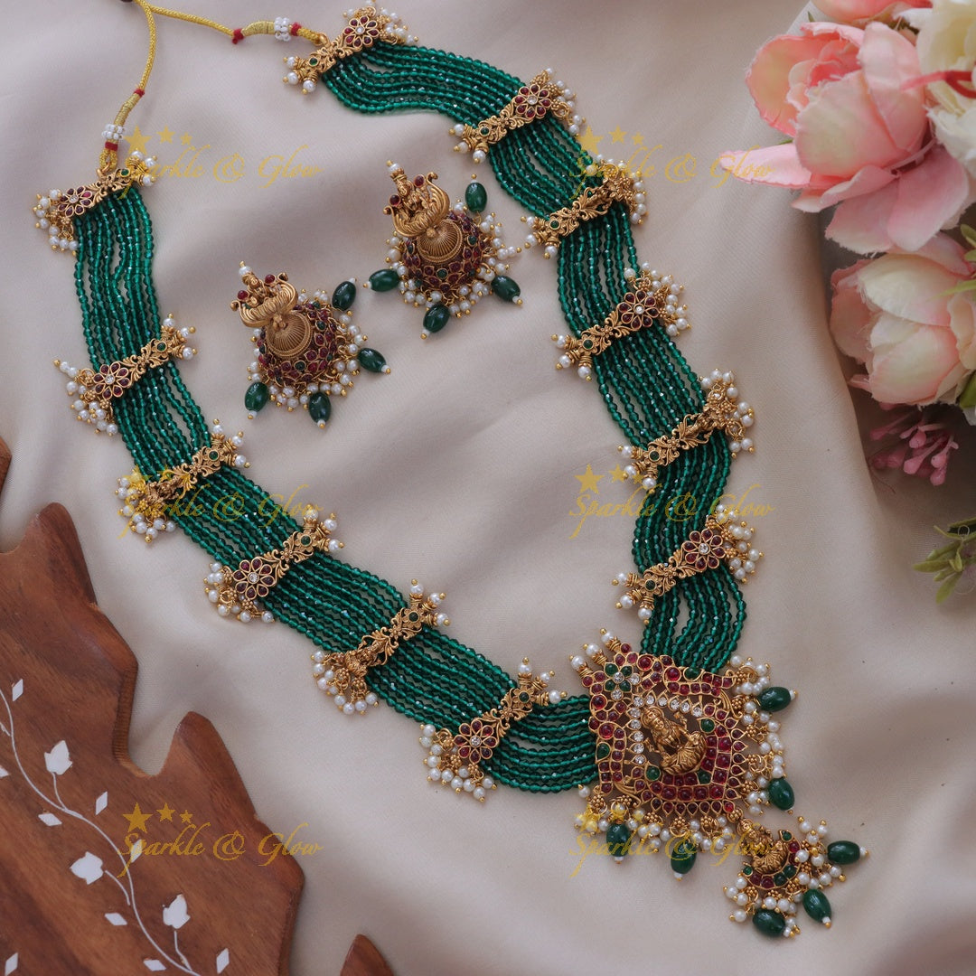Exquisite Grand Kemp Lakshmi Beaded Rani Haram Necklace