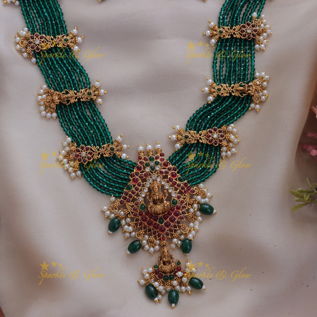 Exquisite Grand Kemp Lakshmi Beaded Rani Haram Necklace