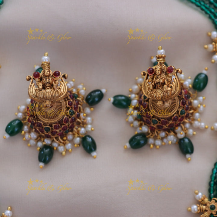 Exquisite Grand Kemp Lakshmi Beaded Rani Haram Necklace