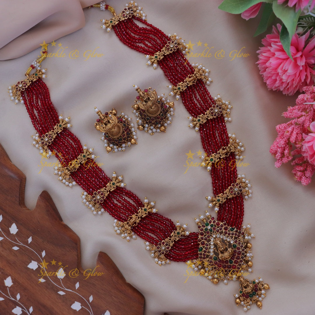 Exquisite Grand Kemp Lakshmi Beaded Rani Haram Necklace