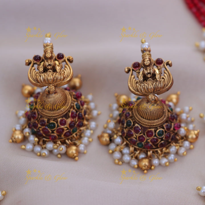 Exquisite Grand Kemp Lakshmi Beaded Rani Haram Necklace