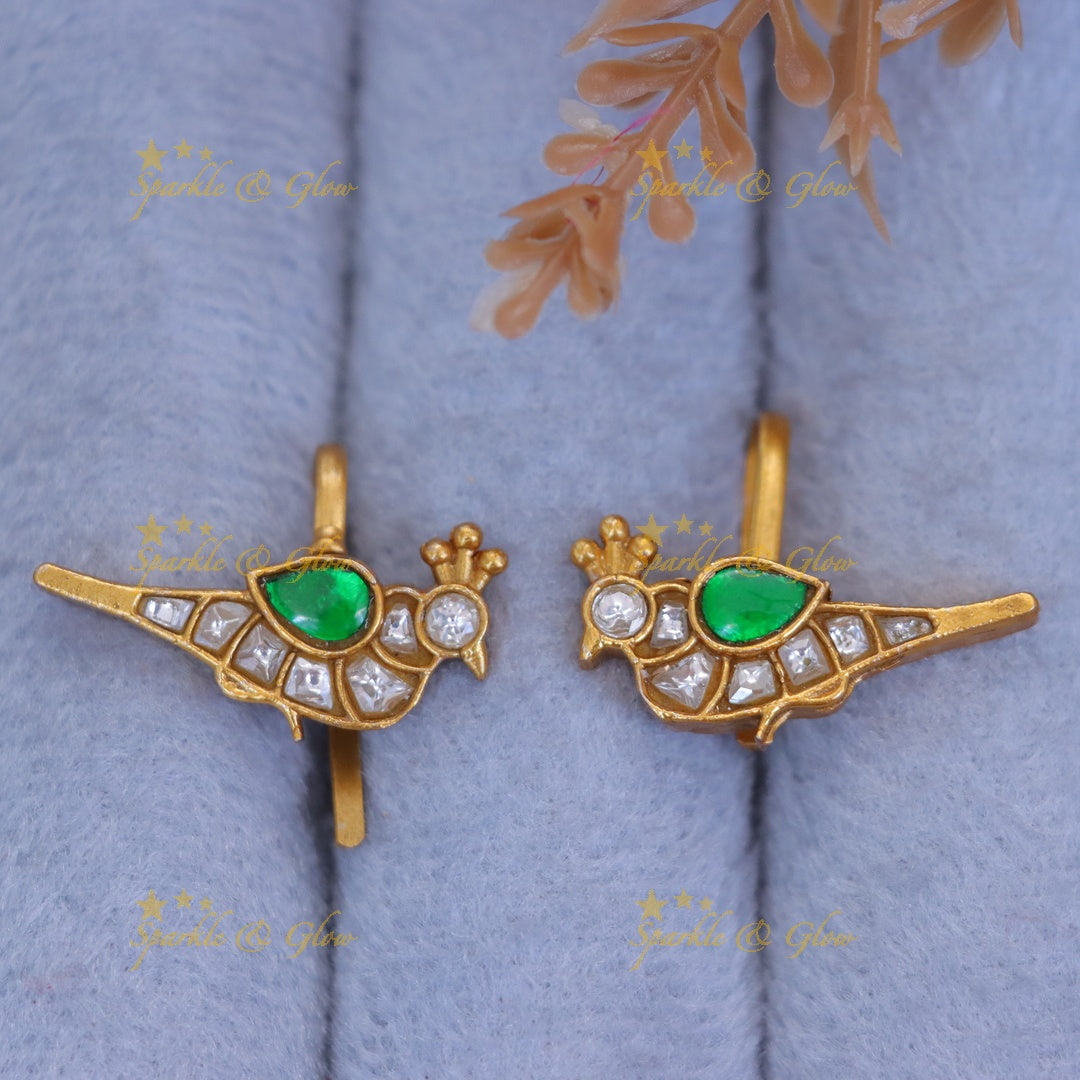 Colorful Pigeon Jadau Kundan Bugadi Earrings