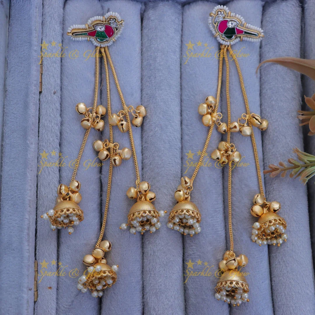 Exquisite Festive Gold Pigeon Jhumka Earrings