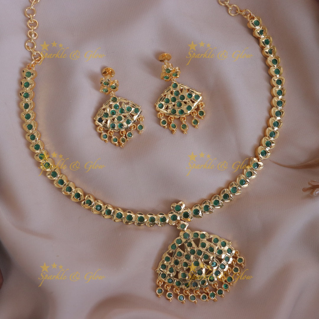 Elegant Panchaloham Necklace Set with Stones