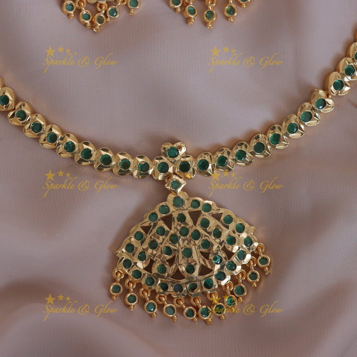 Elegant Panchaloham Necklace Set with Stones