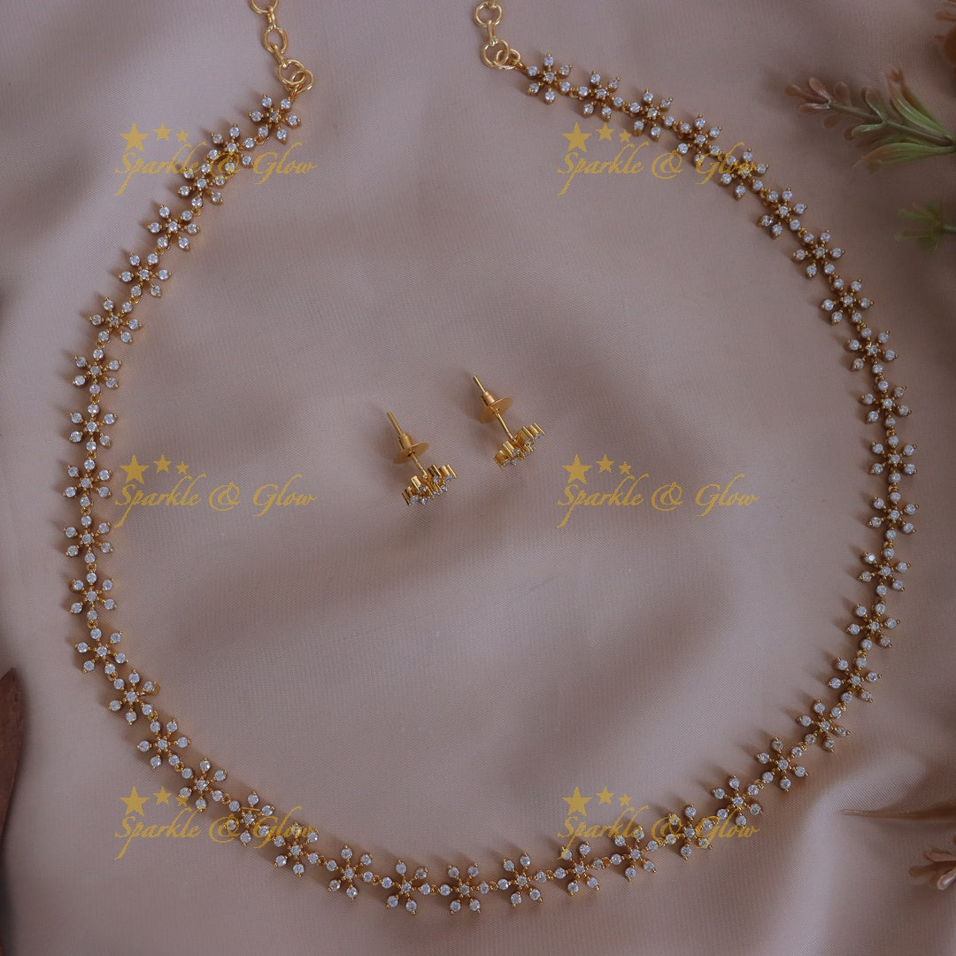 Gold-Alike Floral Long Necklace | Sparkle & Glow
