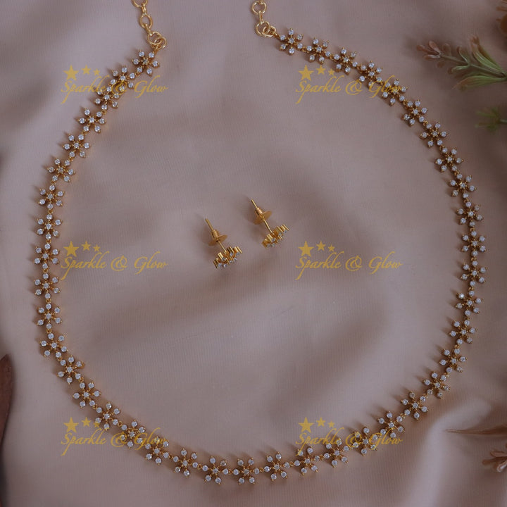 Gold-Alike Floral Long Necklace | Sparkle & Glow