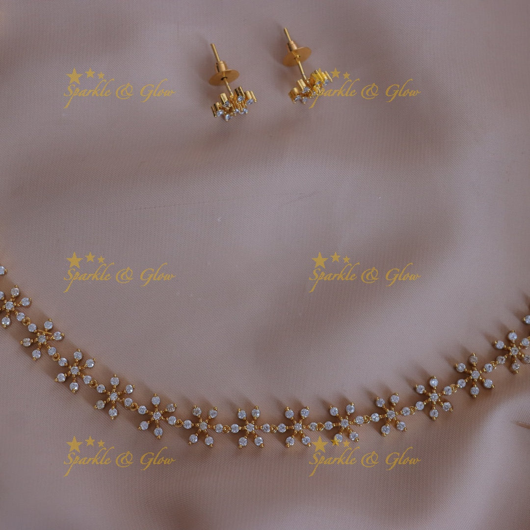 Gold-Alike Floral Long Necklace | Sparkle & Glow