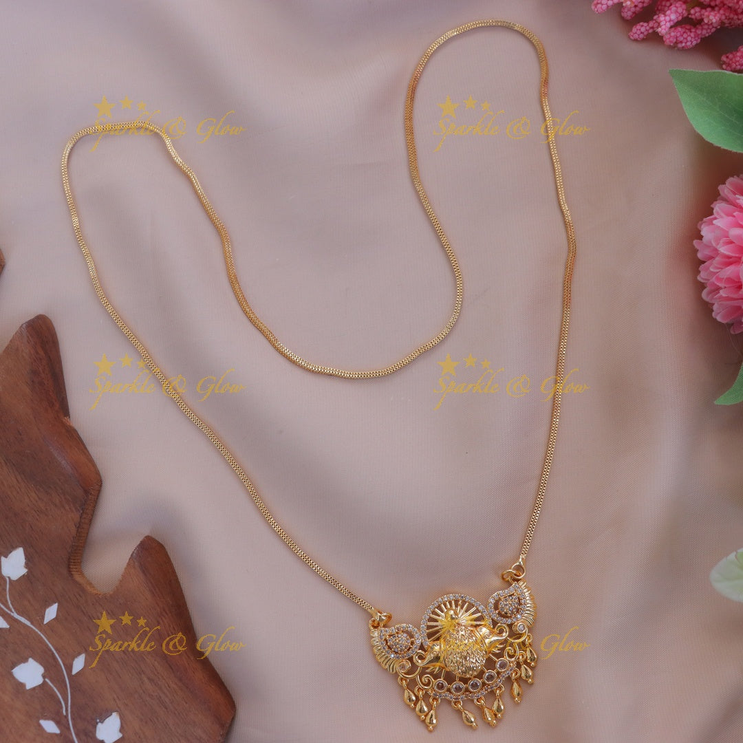 Exquisite Gold Peacock Mango Necklace for Weddings