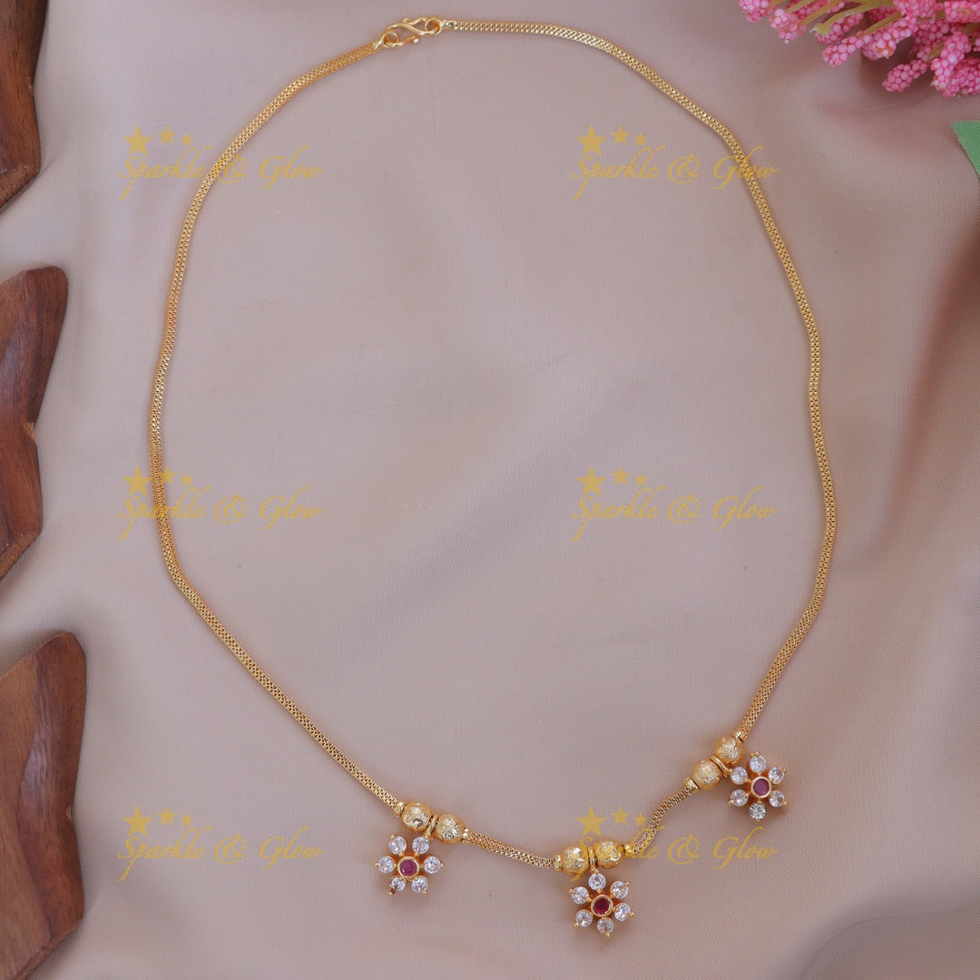 Gold Floral Imitation Necklace - Festive Elegance