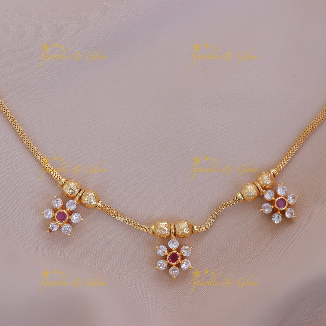 Gold Floral Imitation Necklace - Festive Elegance