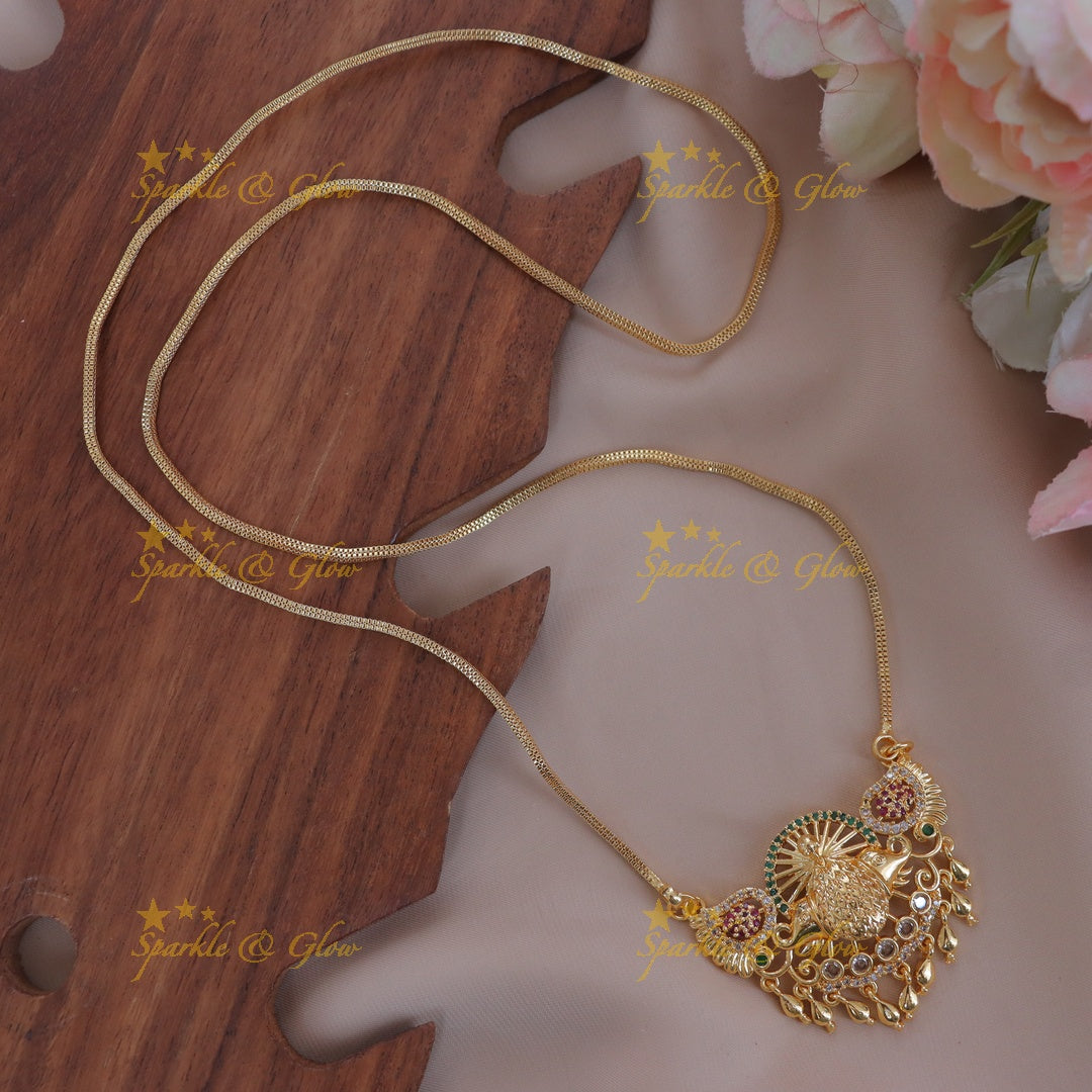 Elegant Gold-Alike Peacock Necklace for Festive Celebrations