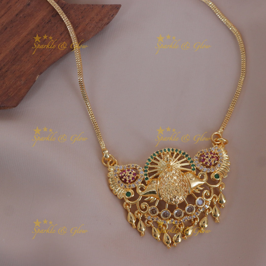 Elegant Gold-Alike Peacock Necklace for Festive Celebrations