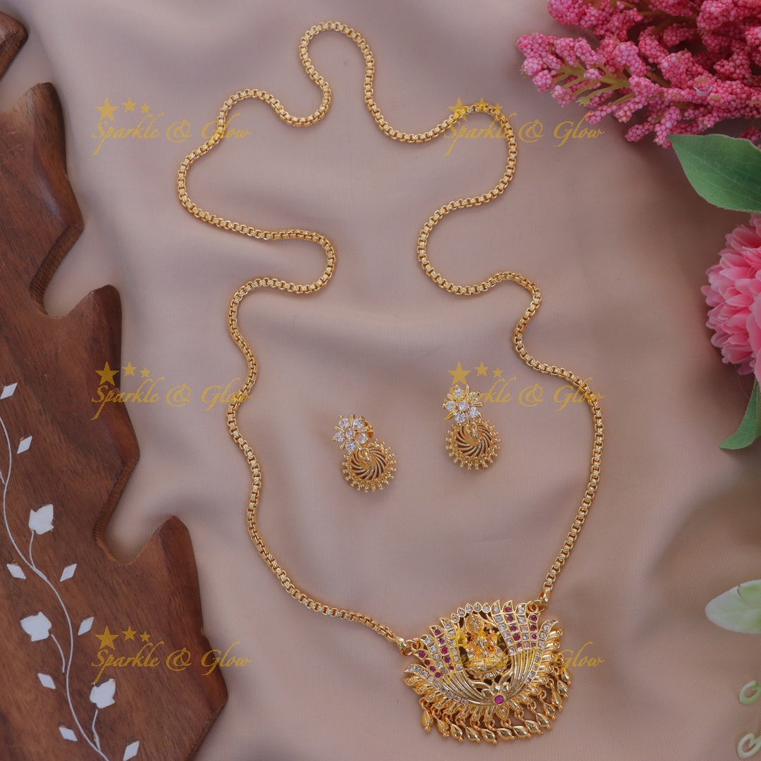 Exquisite Lotus Lakshmi Necklace - Festive Elegance