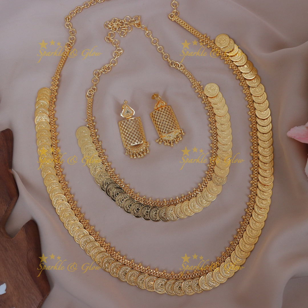 Exquisite Lakshmi Coin Necklace Bridal Set | Sparkle & Glow