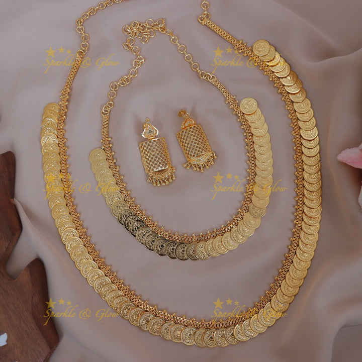 Exquisite Lakshmi Coin Necklace Bridal Set | Sparkle & Glow