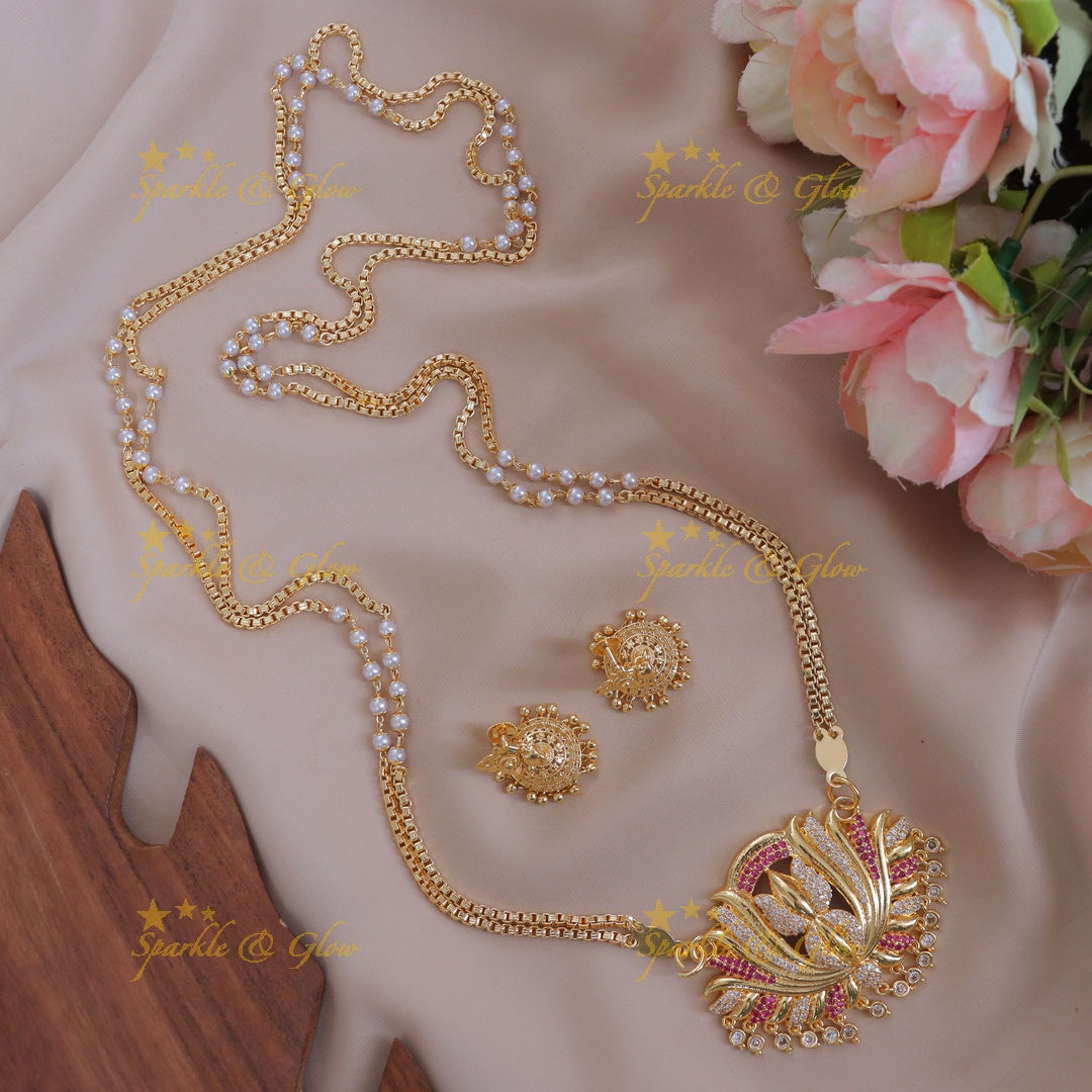 Premium Gold Floral Pearl Necklace - Perfect for Weddings