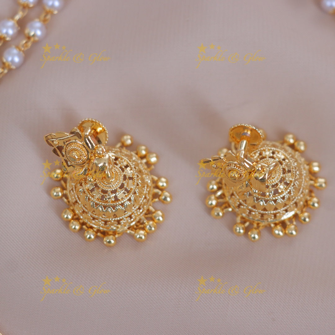 Premium Gold Floral Pearl Necklace - Perfect for Weddings