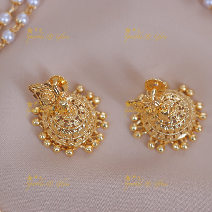 Premium Gold Floral Pearl Necklace - Perfect for Weddings