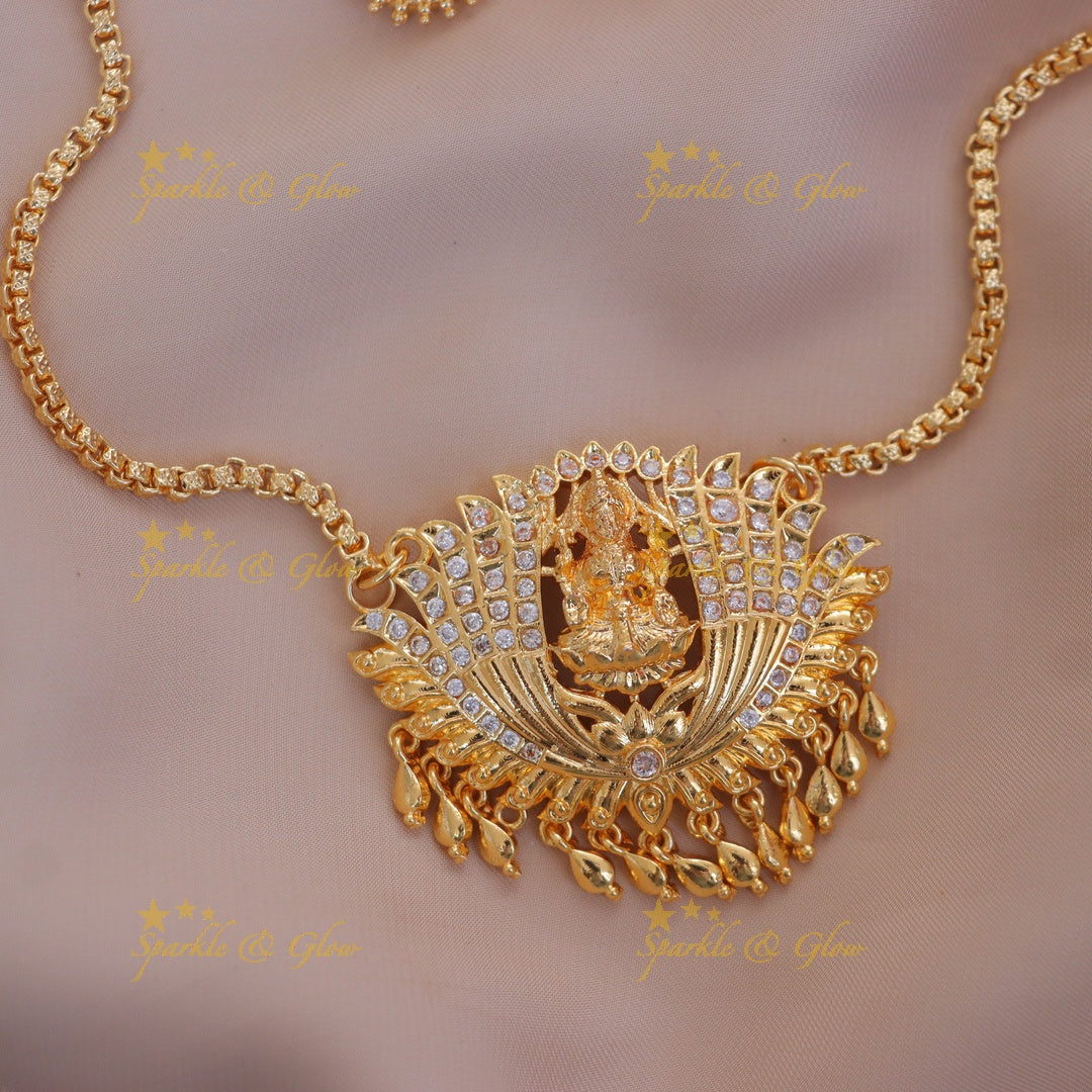 Exquisite Lotus Gold Long Necklace for Festive Glam