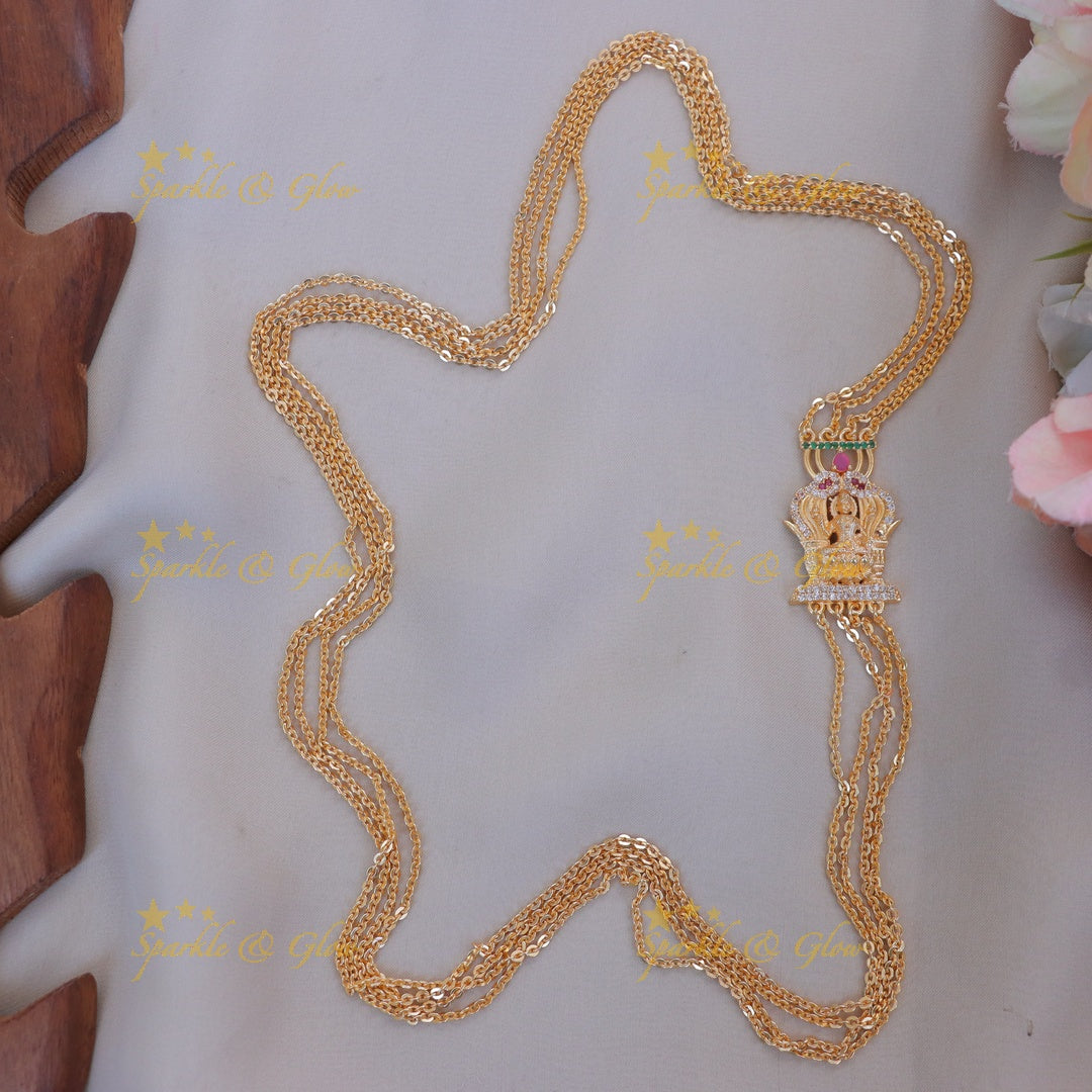 Radiant Multi-Chain Gold Lakshmi Necklace for Celebrations