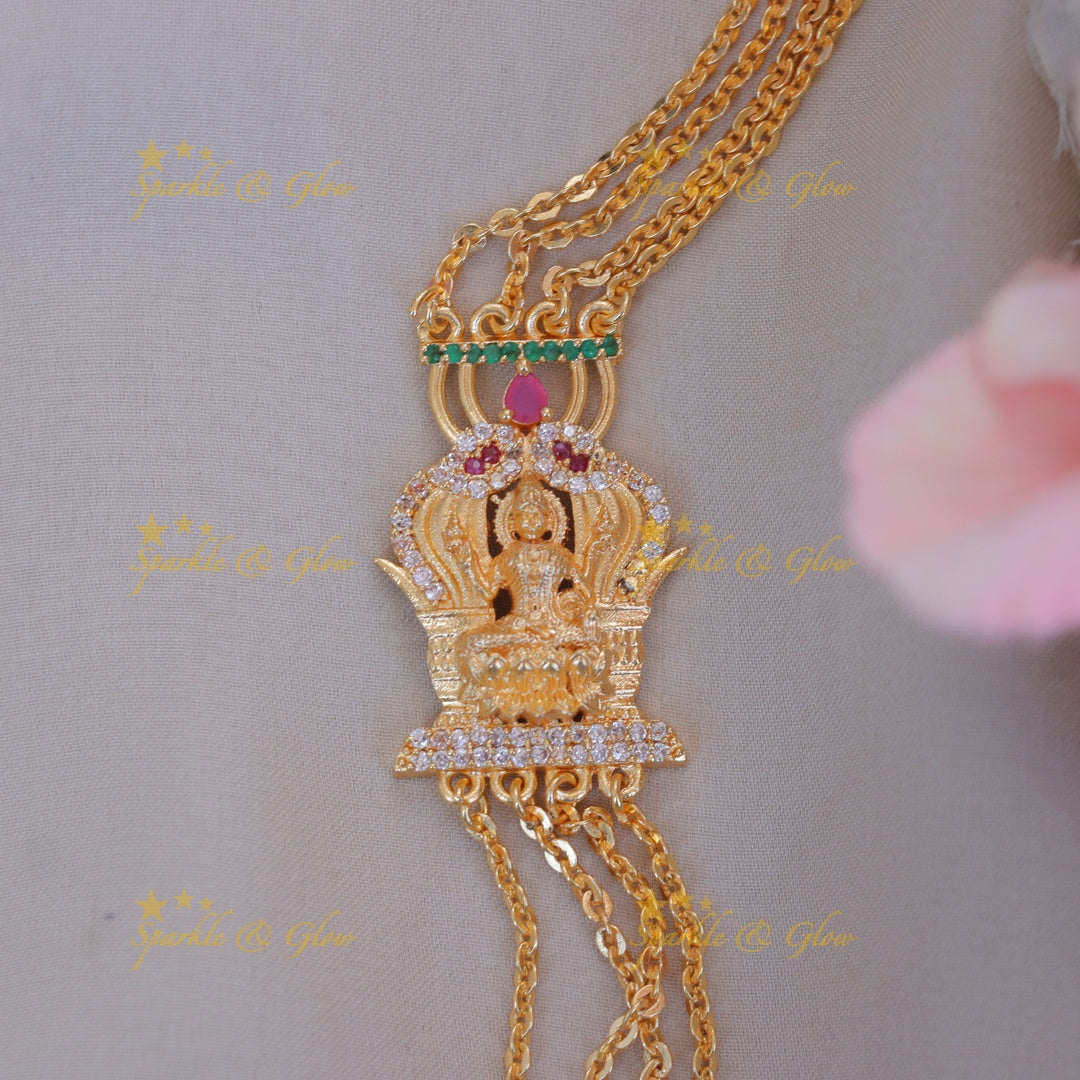 Radiant Multi-Chain Gold Lakshmi Necklace for Celebrations