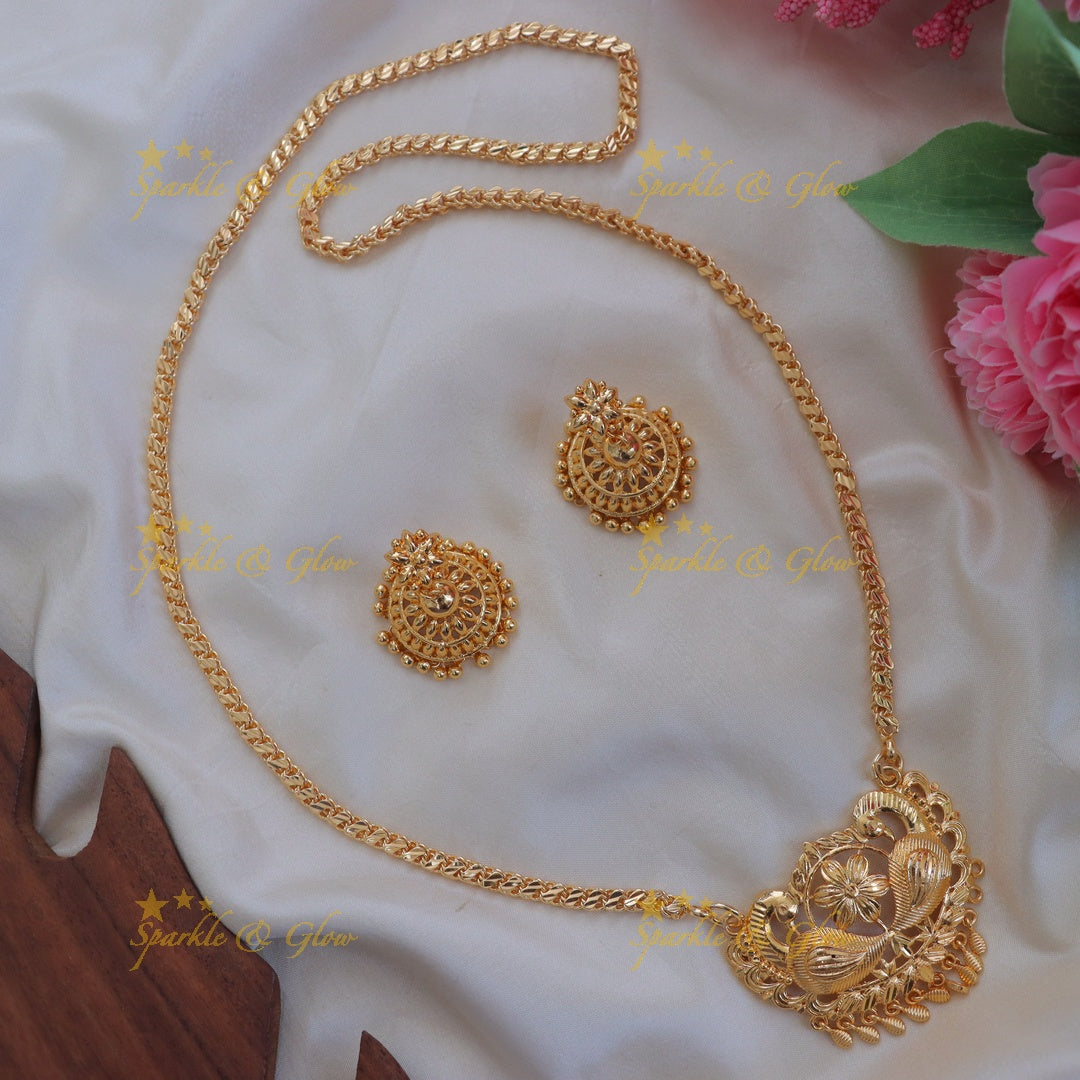 Exquisite Peacock Floral Pendant Necklace - Sparkle & Glow