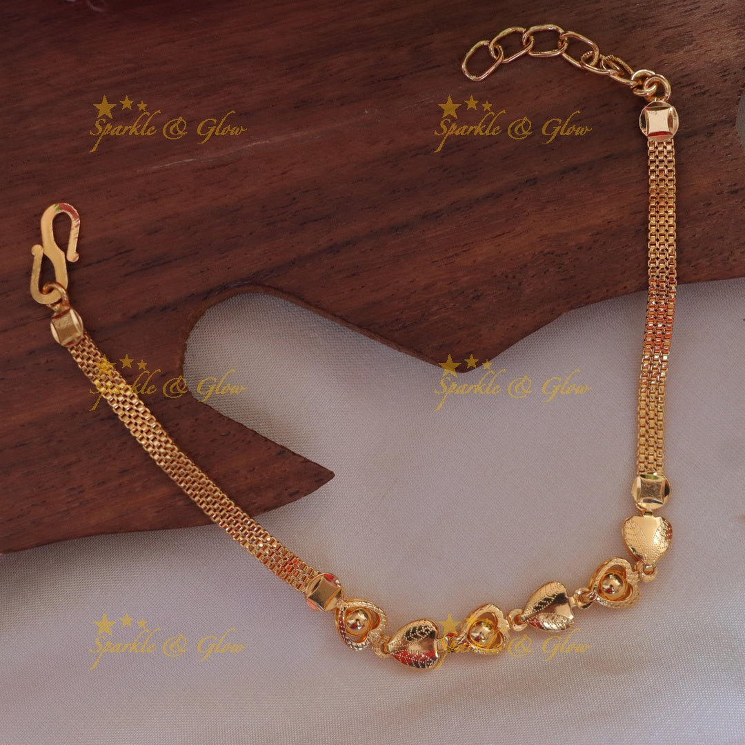 Exquisite Gold Tone Heart Bracelet - Premium Design