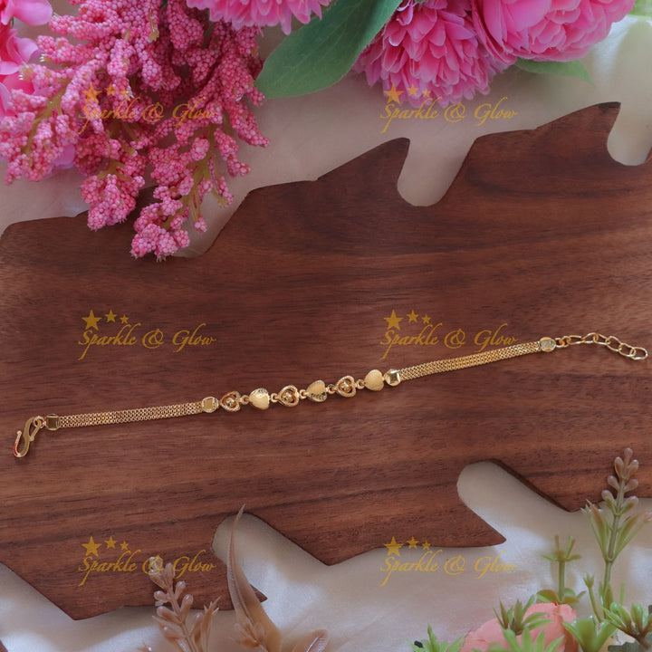 Exquisite Gold Tone Heart Bracelet - Premium Design